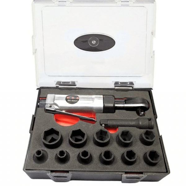 FORCE 13PC 1/4"DR. STUBBY IMPACT WRENCH & 6PT. SOCKET SET (4-13MM)