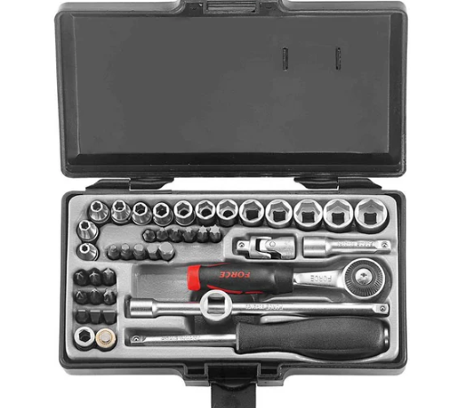 FORCE 42PC 1/4"DR. 6PT FLANK SOCKET COMBINATION SET (SAE) 5/32"-9/16"
