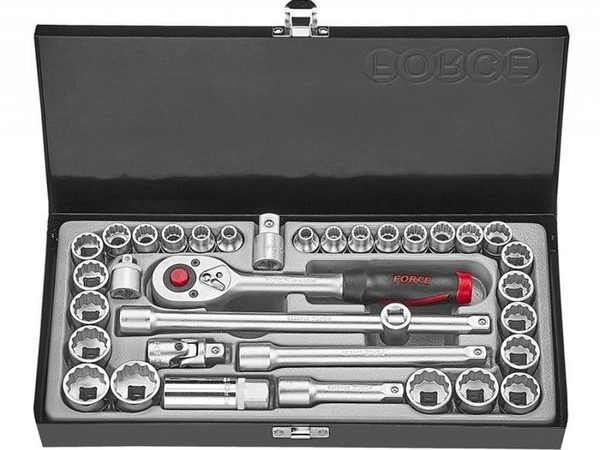 FORCE 35PC 3/8"DR. 6PT SOCKET COMBINATION SET (6-21MM) (1/4"-7/8")