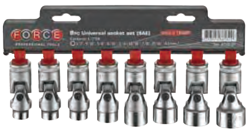 FORCE 8PC 1/2"DR. 6PT. UNIVERSAL SOCKET SET (1/2"-15/16")