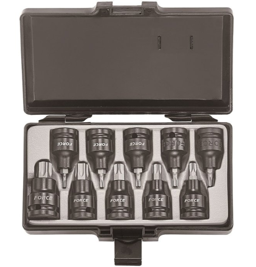 FORCE 10PC 1/2"DR. STAR IMPACT SOCKET BIT SET (T20-T70) (55MML)