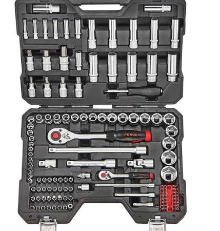 FORCE 131PC 1/4" & 1/2"DR. 6PT. SOCKET COMBINATION SET (4-32MM)