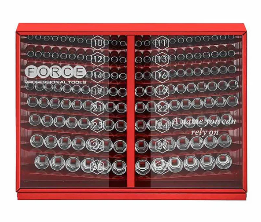 FORCE 163PC 1/2"DR. 6PT DEEP SOCKET SET (13-32MM)