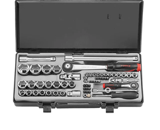 FORCE 65PC 1/4" & 1/2"DR. CABINBOX 6PT. SOCKET SET (3-14MM)
