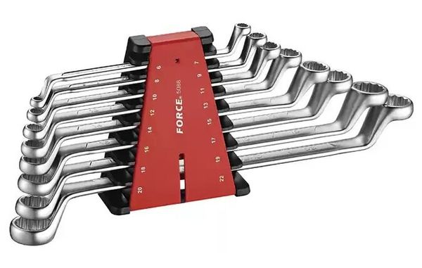 FORCE 8PC 75' OFFSET RING WRENCH SET (6X7-20X22MM)