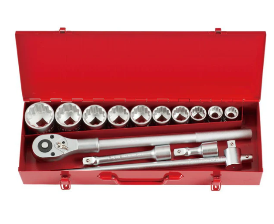 FORCE 14PC 3/4"DR. 12PT. FLANK SOCKET COMBINATION SET (7/8"-2")