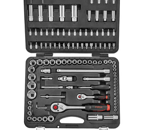 FORCE 108PC 1/4" & 1/2" 12PT SOCKET COMBINATION SET (4-32MM) (E4-E24)