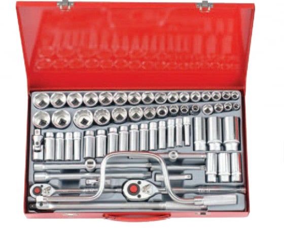 FORCE 64PC 3/8" & 1/2" 6PT SOCKET COMBINATION SET (8-19MM) (3/8"-11/16")