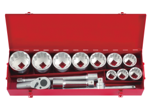 14pc 1″DR. 12pt. Flank socket combination set