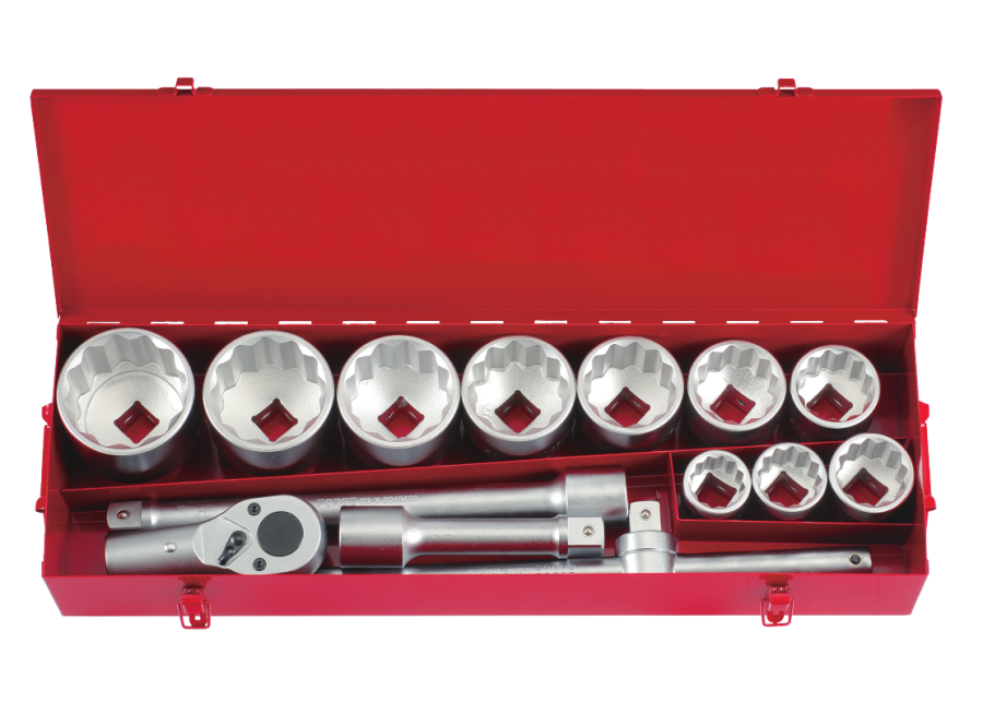 14pc 1"DR. 12pt. Flank socket combination set