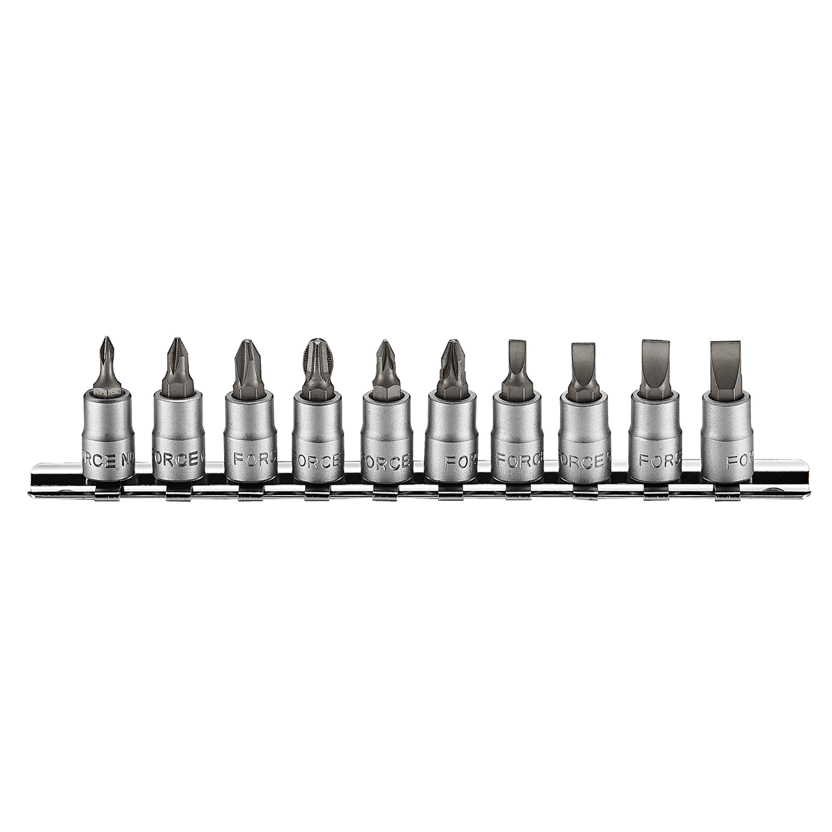10pc 1/4"DR. Phillips, pozidriv, slotted socket bit set