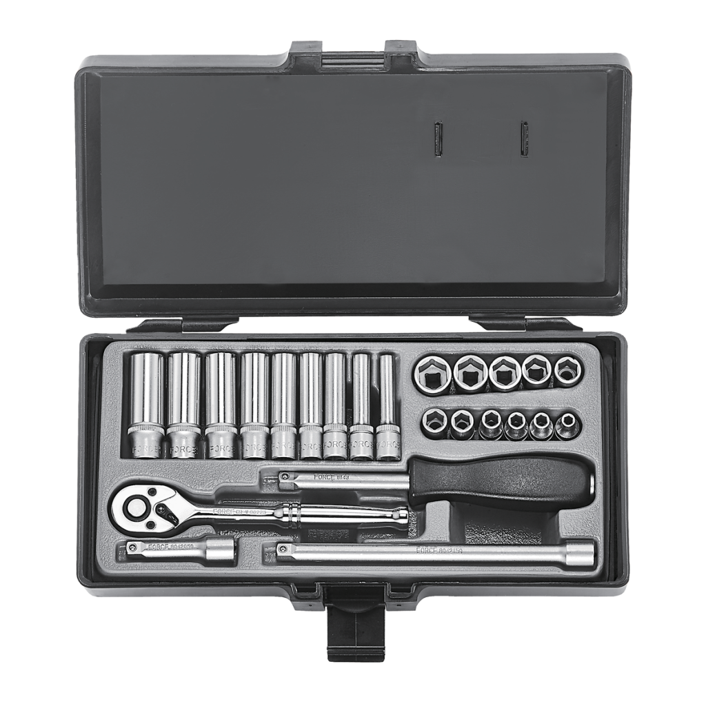 24pc 1/4"DR. 6pt. Flank socket combination set