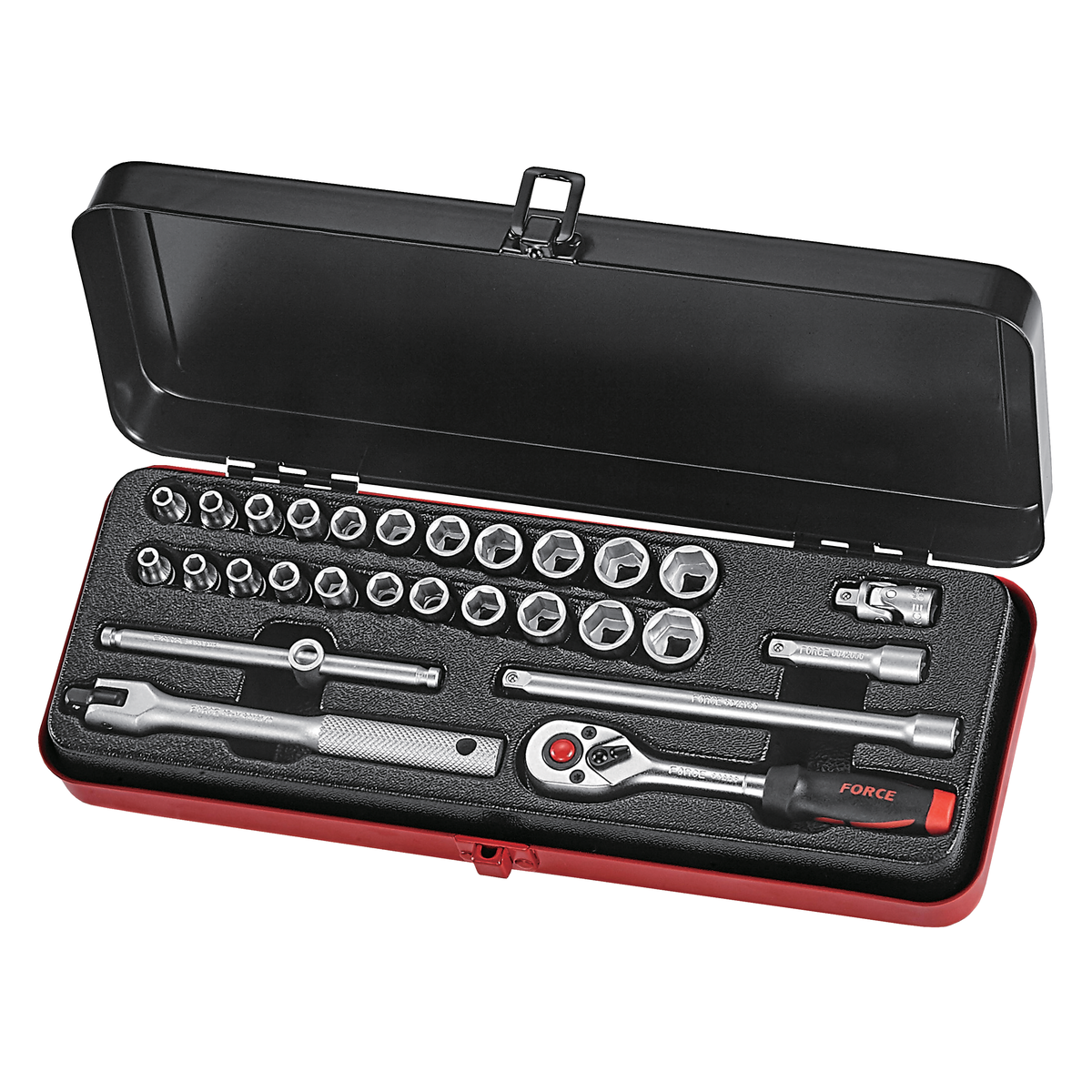 28pc 1/4"DR. 6pt. Flank socket combination set (S&M)