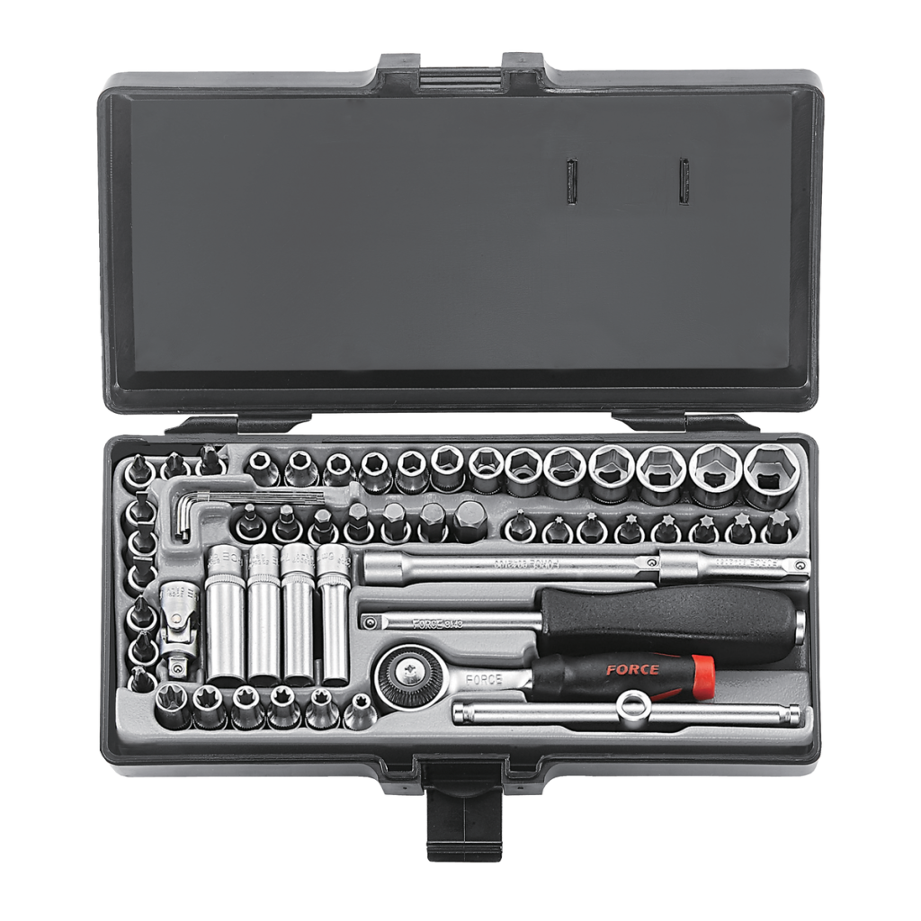 57pc 1/4"DR. 6pt. Flank & star socket combination set