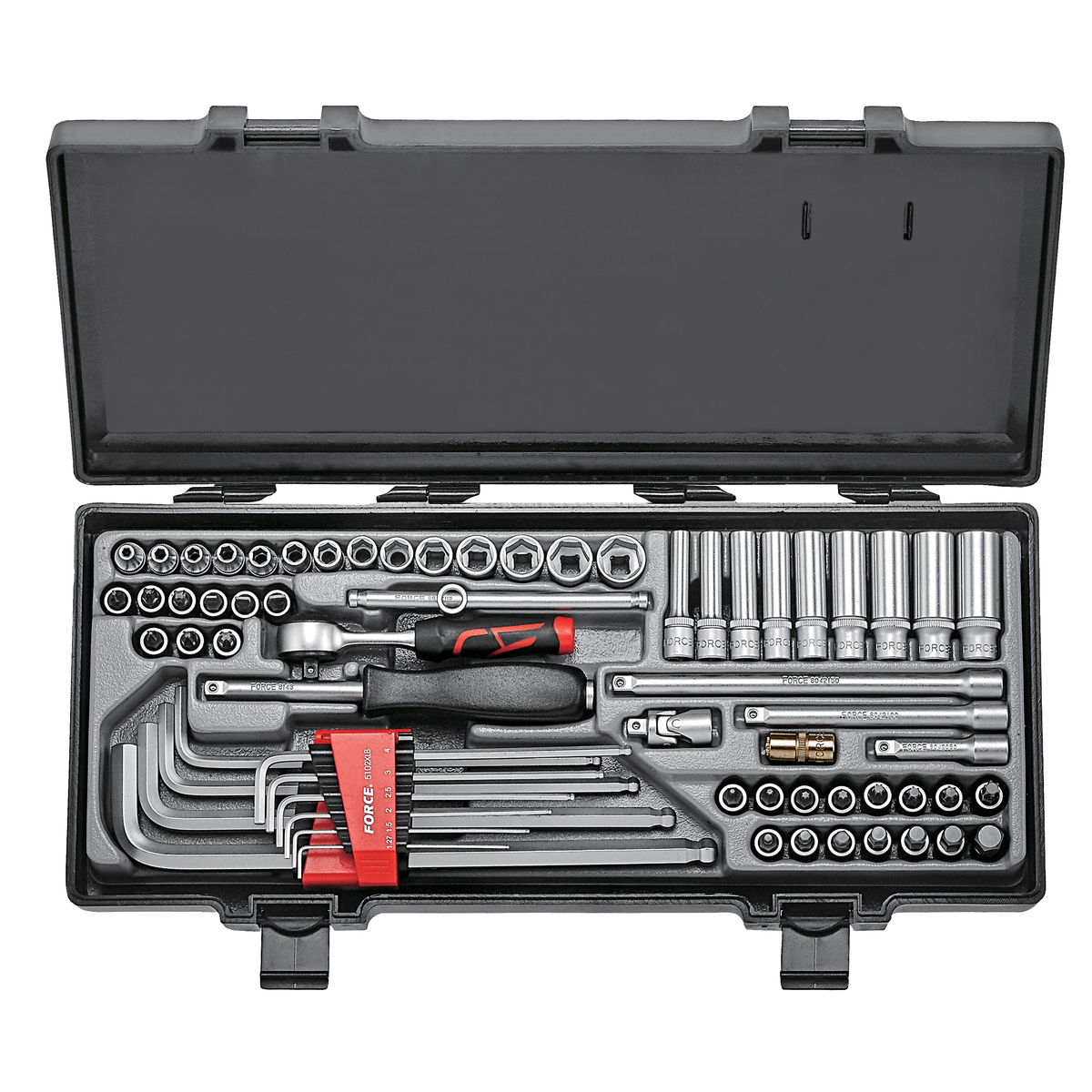 65pc 1/4"DR. 6pt. Flank socket combination set
