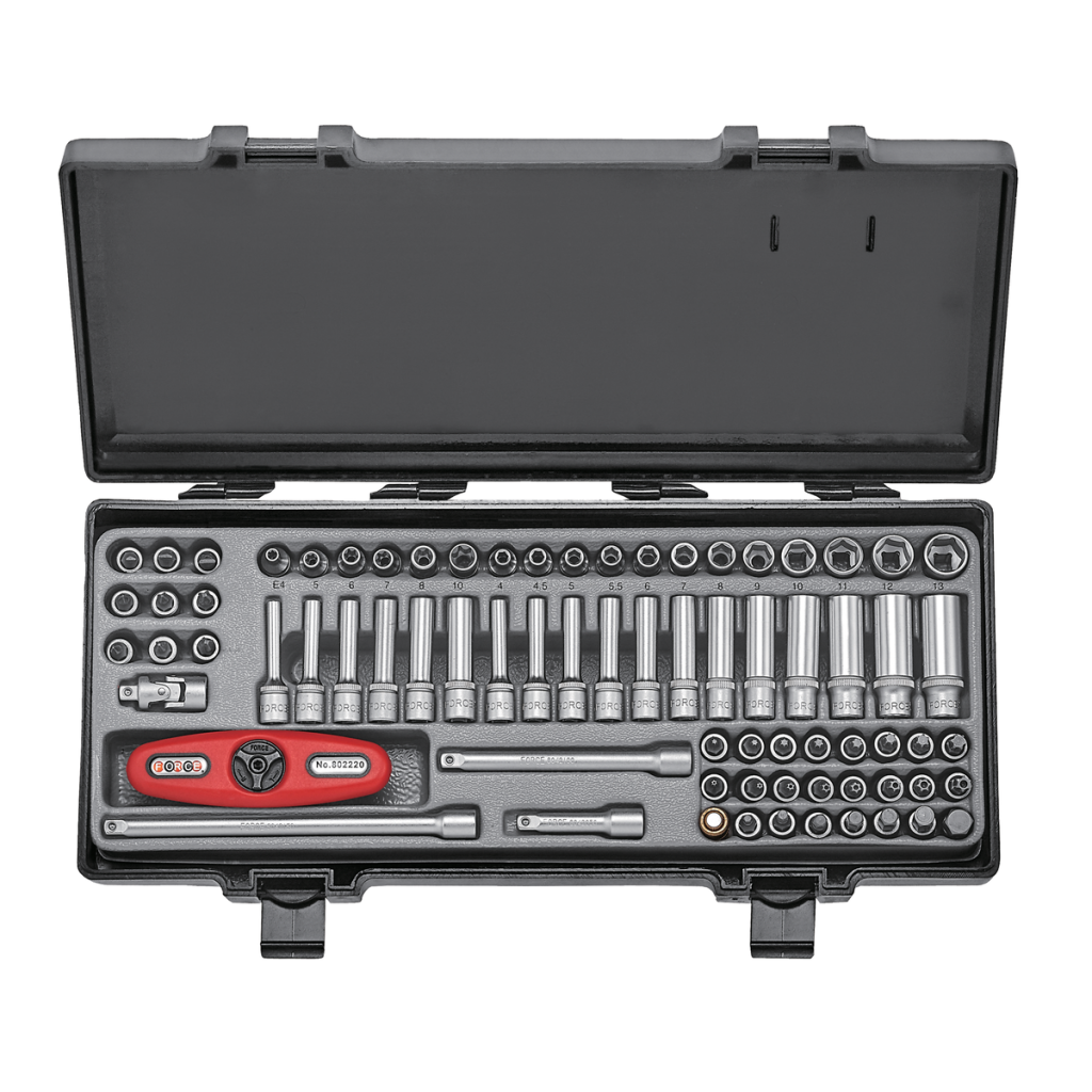 74pc 1/4"DR. 6pt. Flank & star socket combination set
