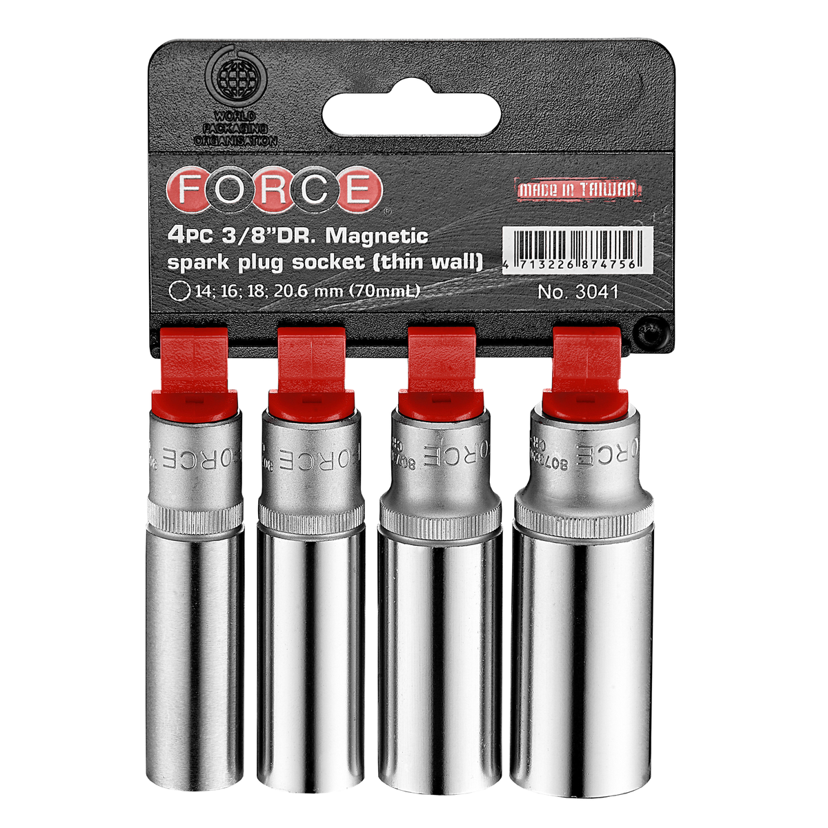 4pc 3/8"DR. Magnetic spark plug socket (thin wall)