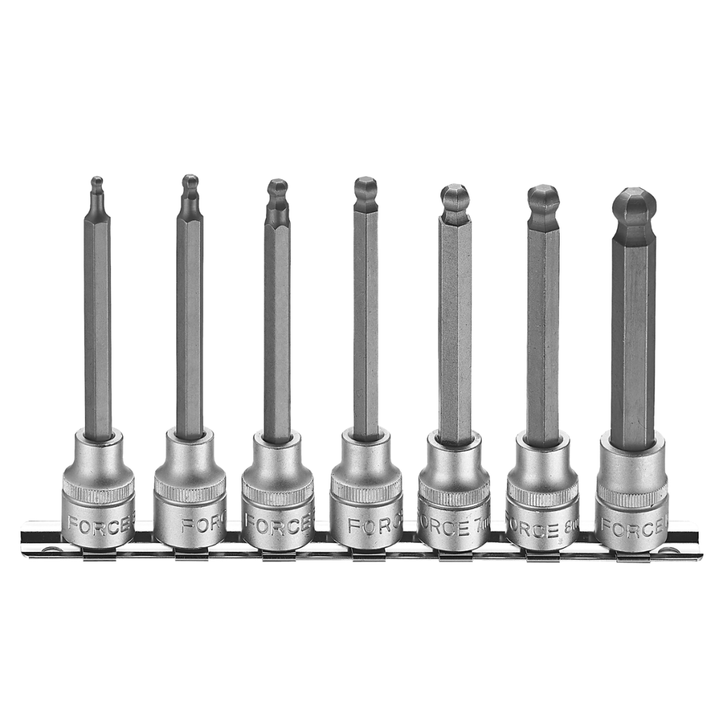 7pc 3/8"DR. Hex ball point long socket bit set