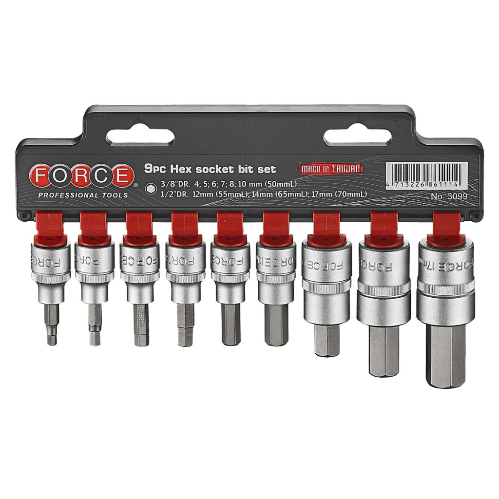 9pc 3/8" & 1/2" Hex socket bit set