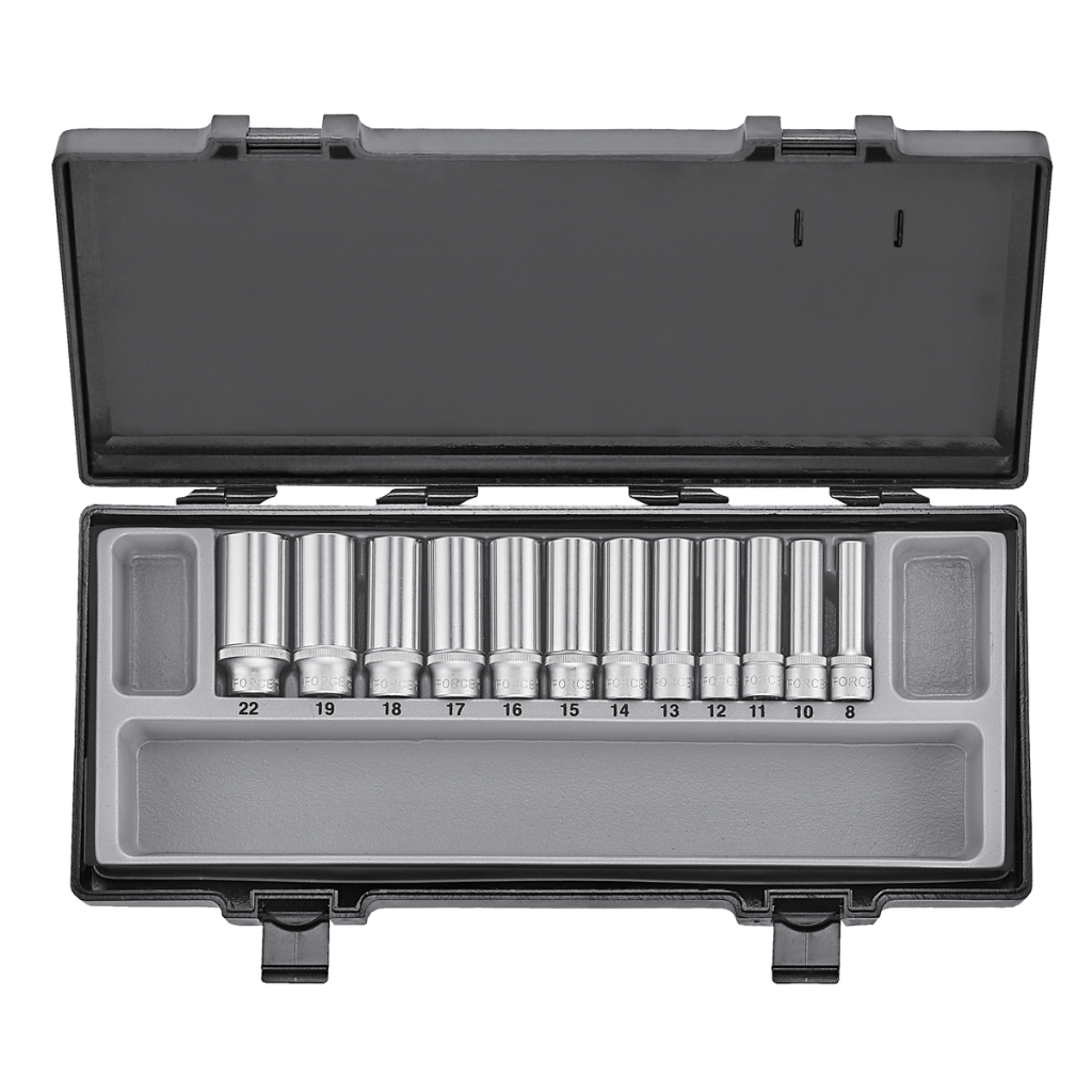 12pc 3/8"DR. 6pt. Flank deep socket set