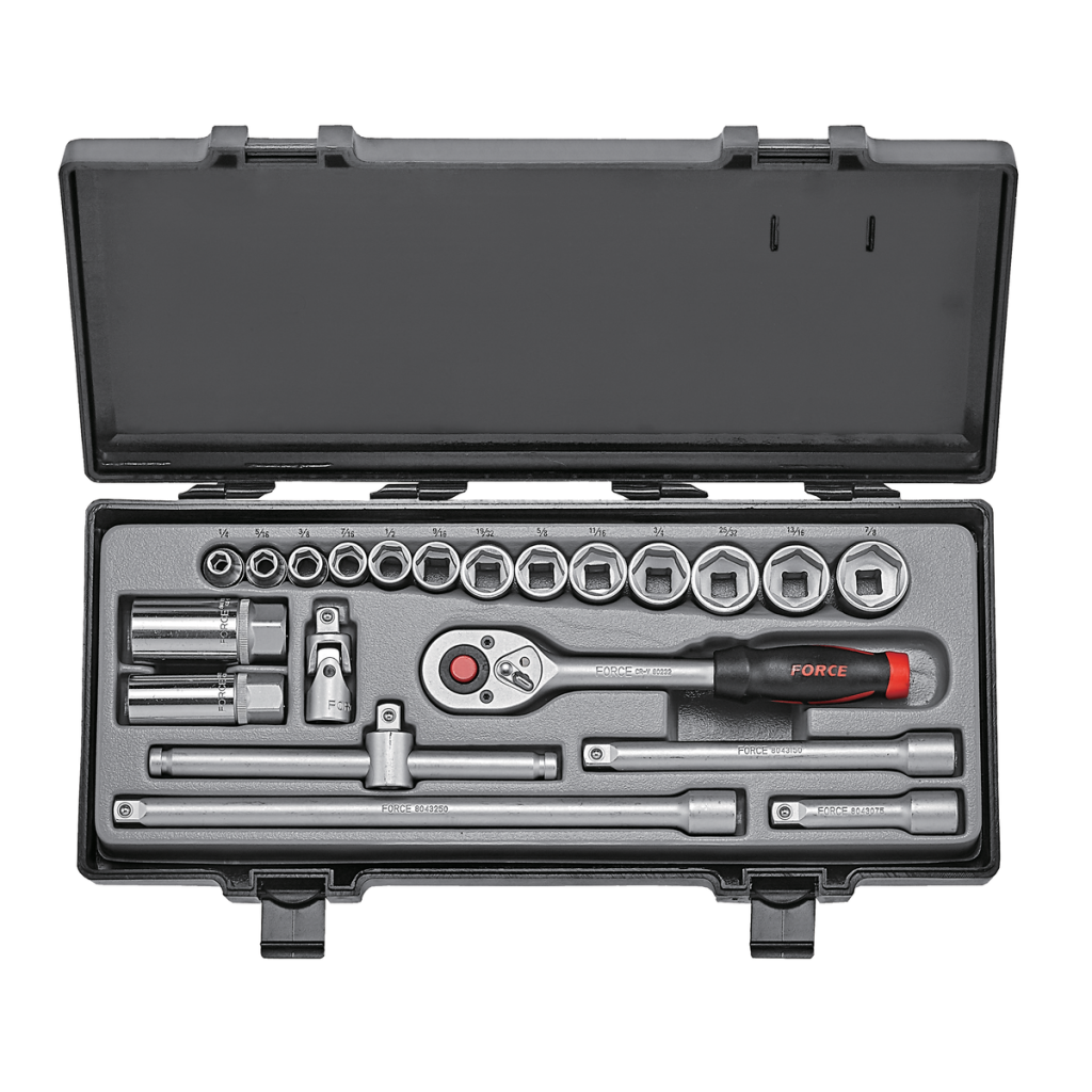 21pc 3/8"DR. 6pt. Flank socket combination set (SAE)