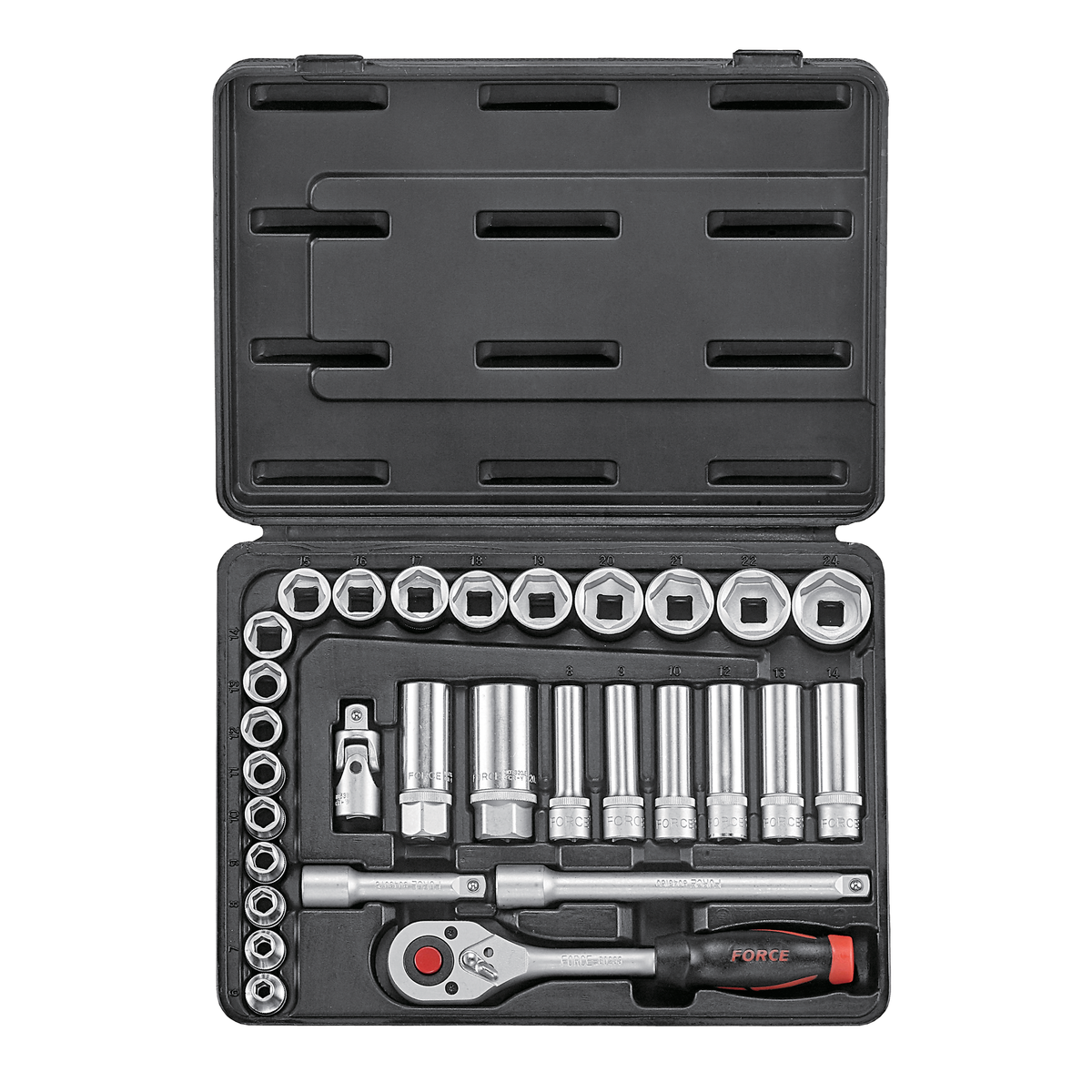 30pc 3/8"DR. 6pt. Flank socket combination set