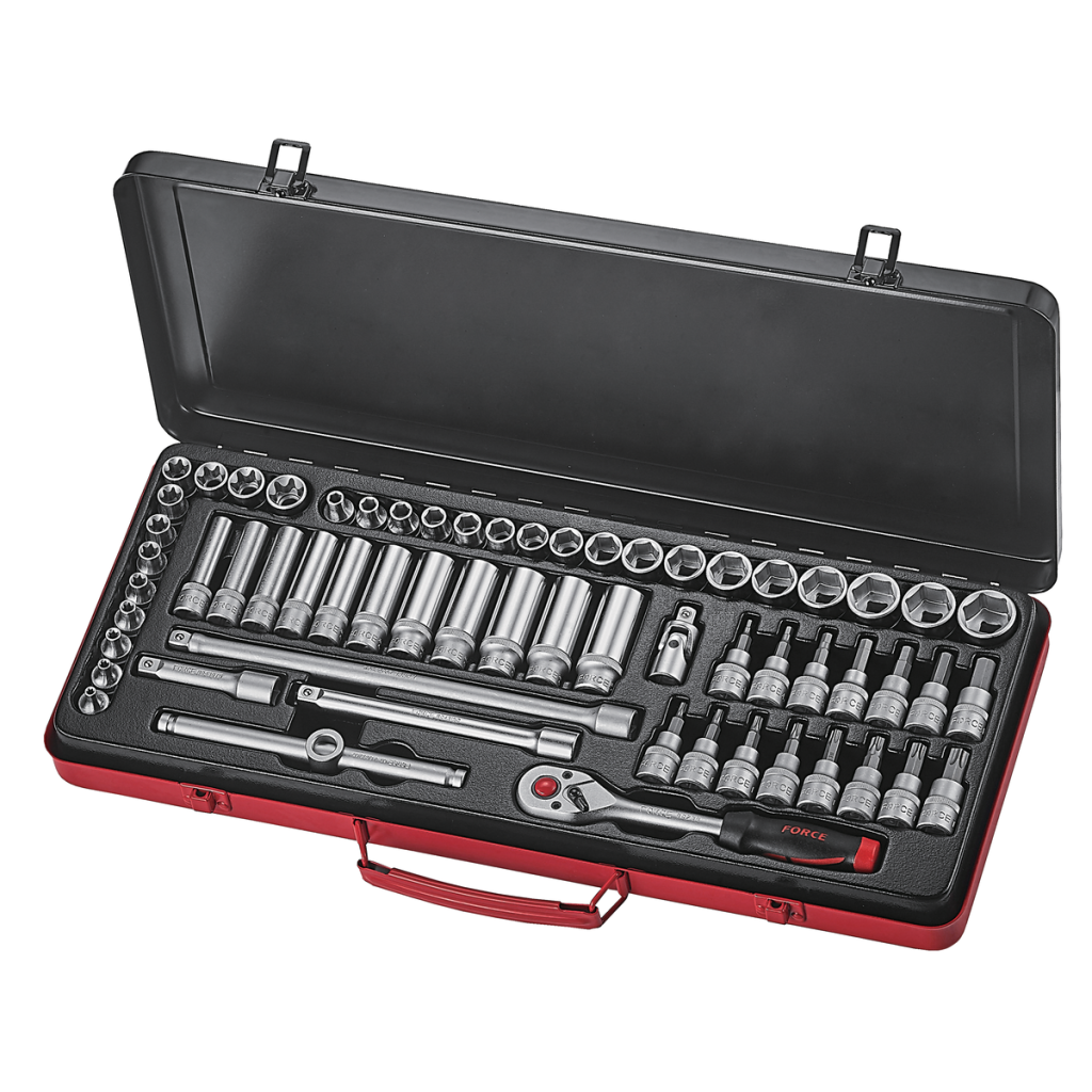 61pc 3/8"DR. 6pt. Flank & star socket combination set