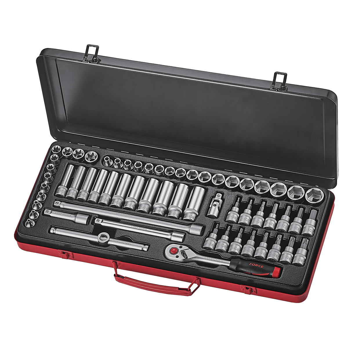61pc 3/8"DR. 6pt. Flank & star socket combination set