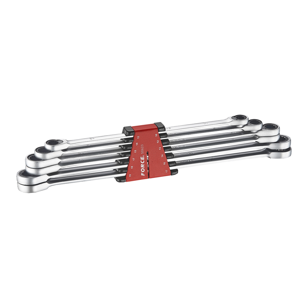 6pc Extra-long flat ratchet ring wrench set