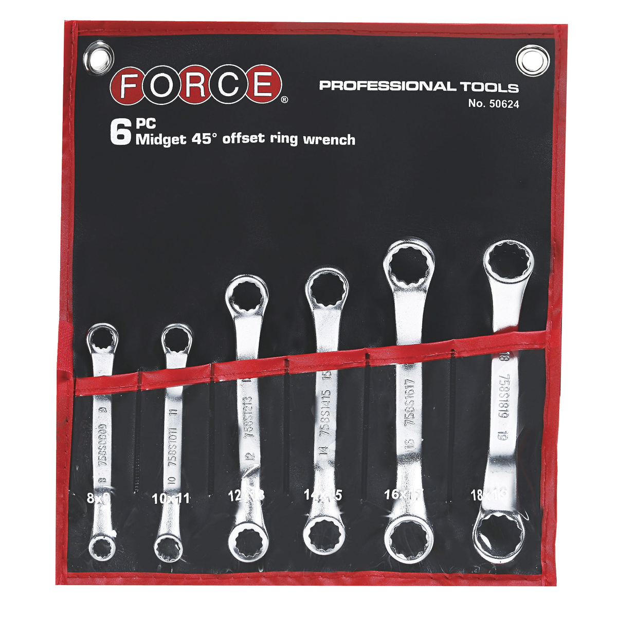 6pc Midget 45º Offset ring wrench set