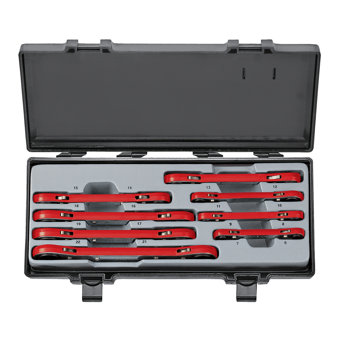 8pc Flat ratchet ring wrench set