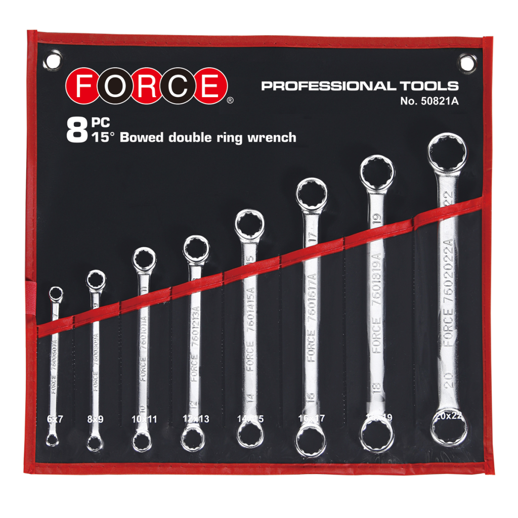 8pc 15º Offset ring wrench set