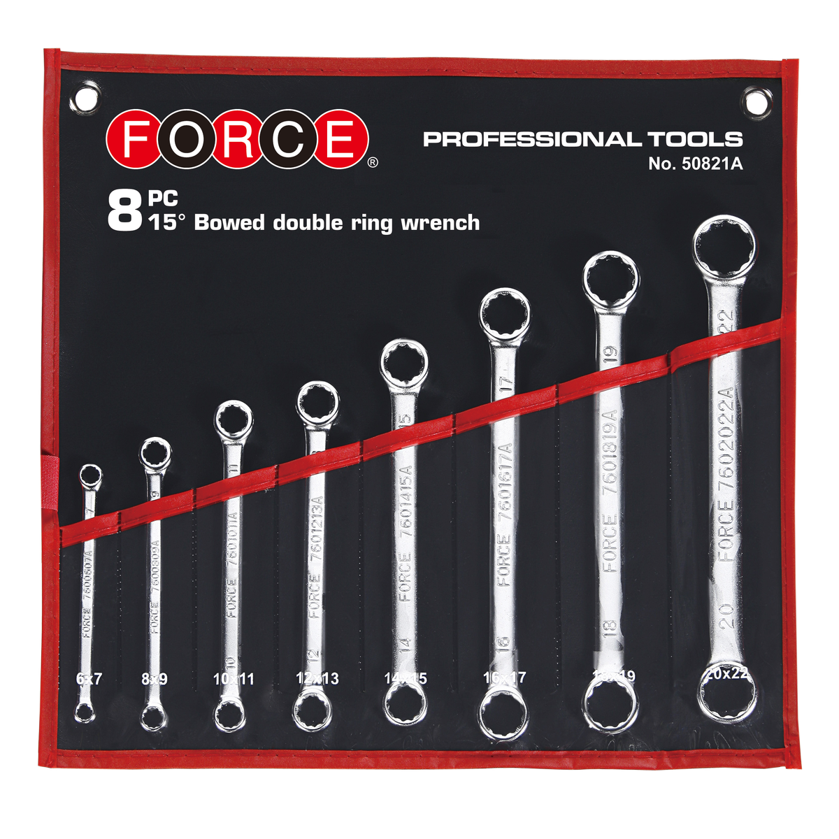 8pc 15º Offset ring wrench set