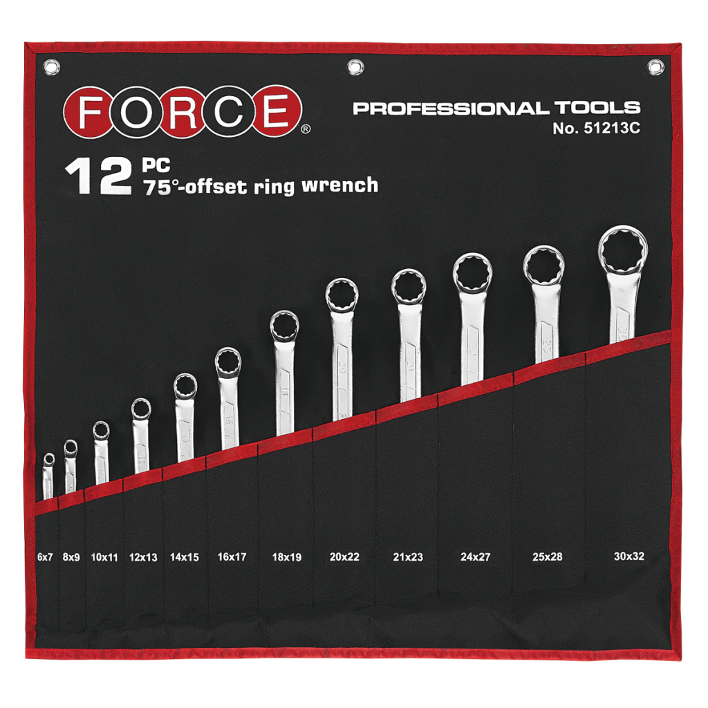 12pc 75º Offset ring wrench set