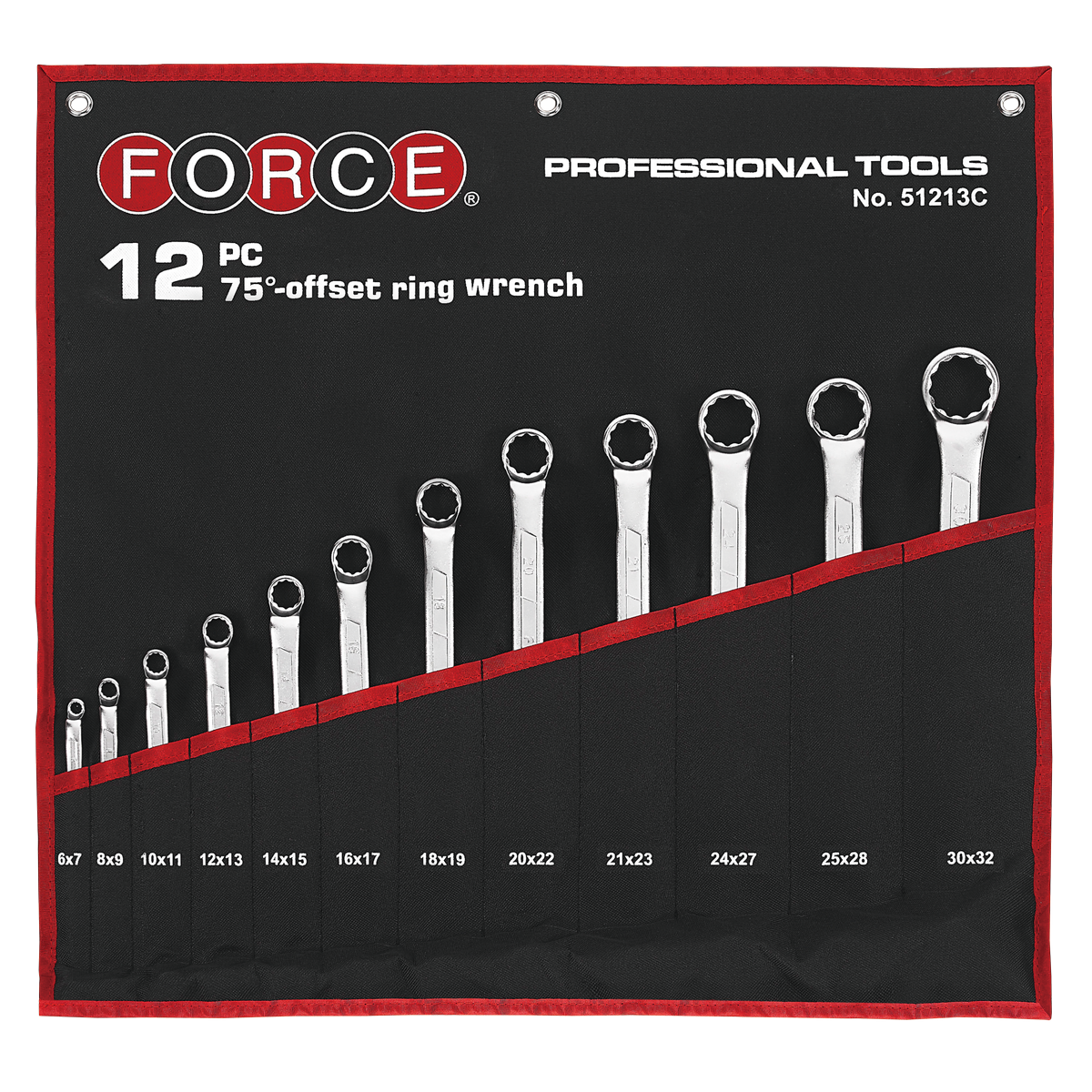 12pc 75º Offset ring wrench set