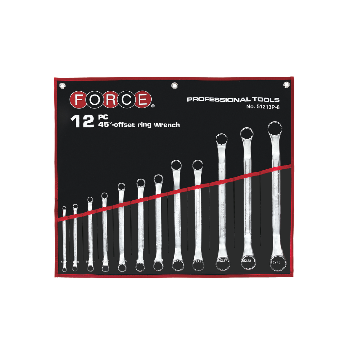 12pc 45º Offset ring wrench set