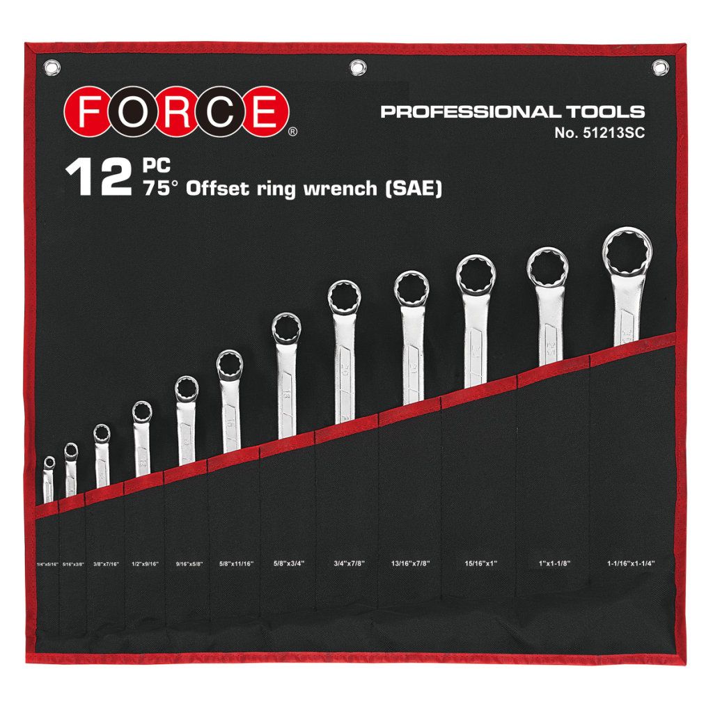 12pc 75º Offset ring wrench set (SAE)