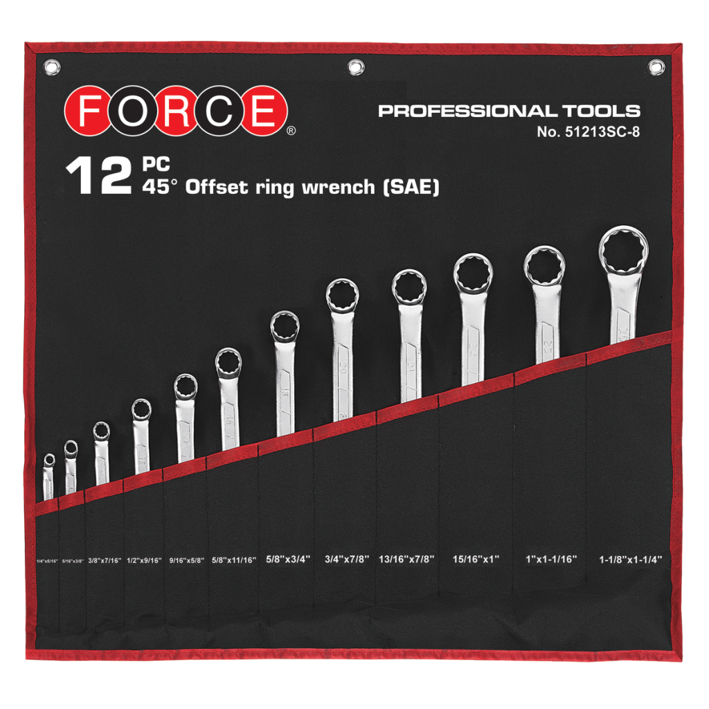 12pc 45º Offset ring wrench set (SAE)