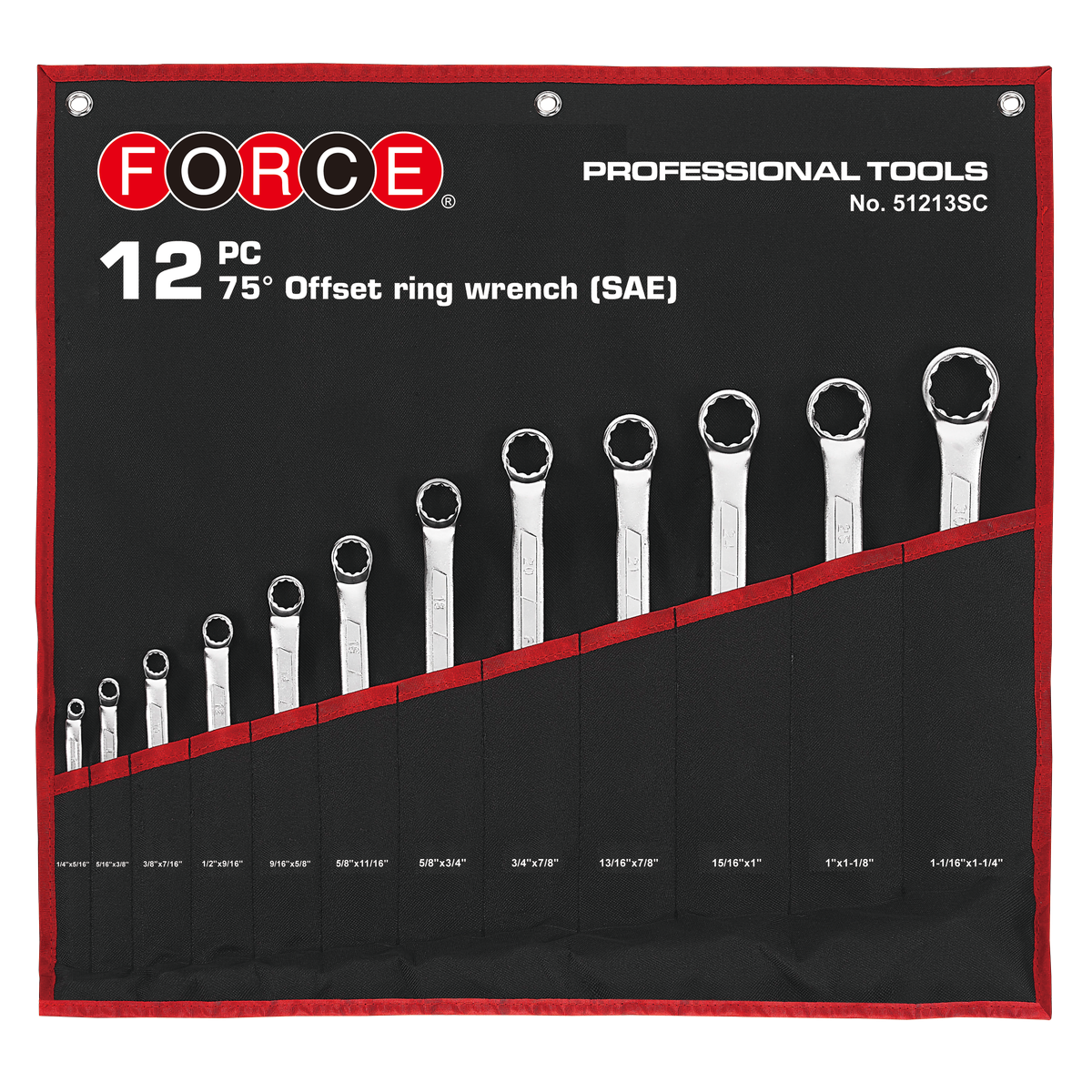 12pc 75º Offset ring wrench set (SAE)