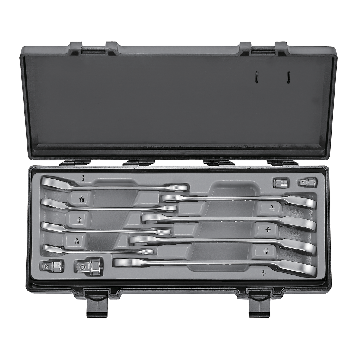 12pc Reversible ratchet wrench & adapter set (SAE)