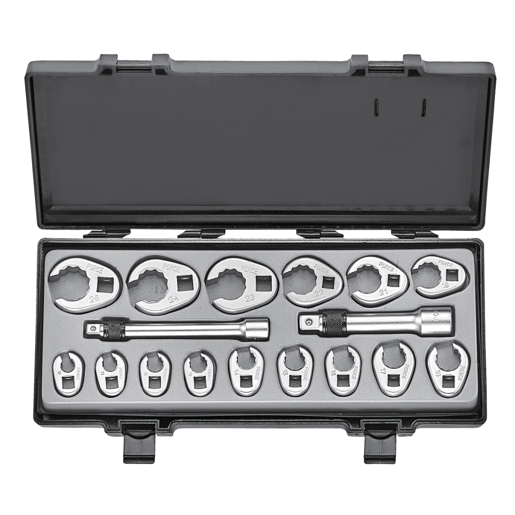 17pc Crowfoot flare nut wrench set