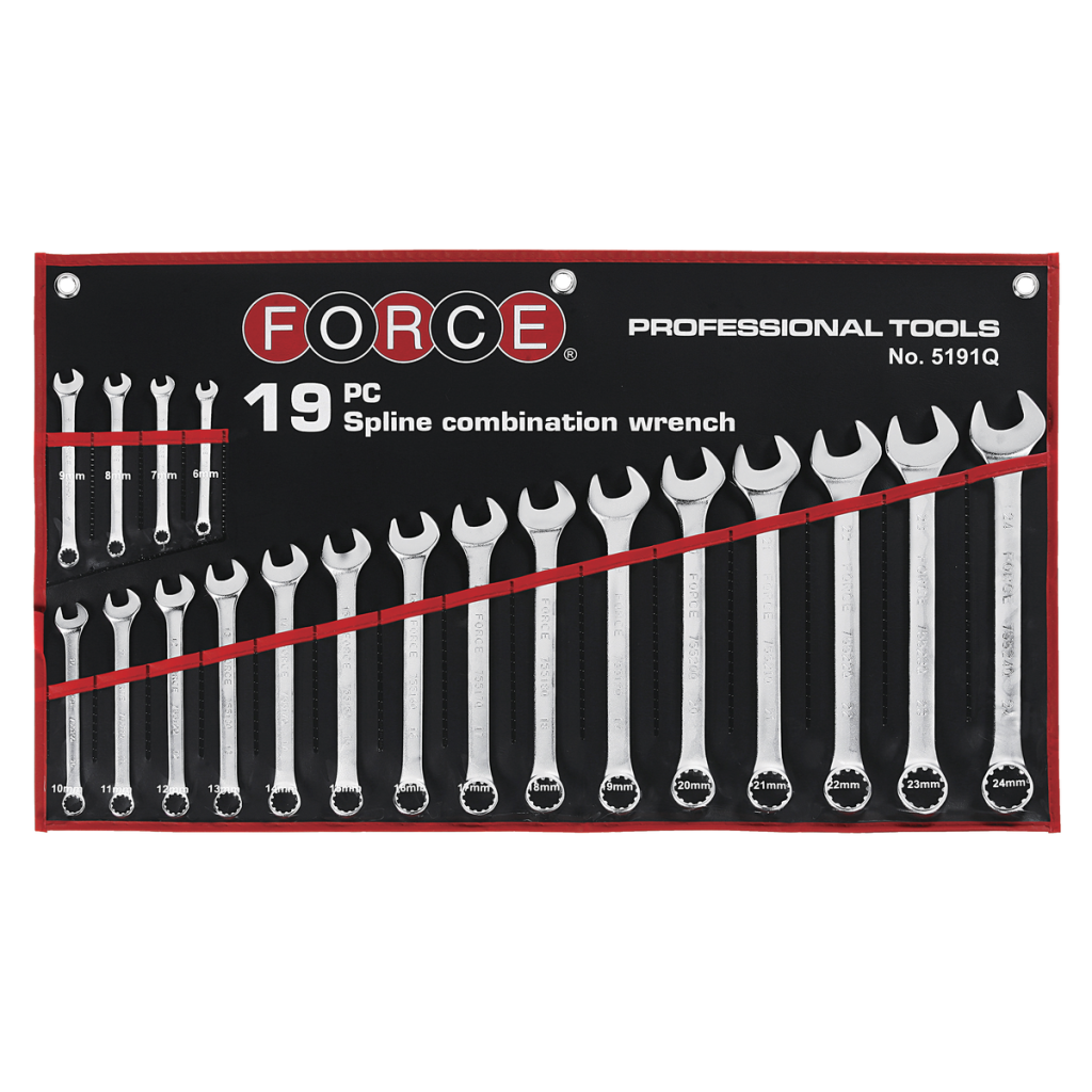 19pc Spline combination wrench set