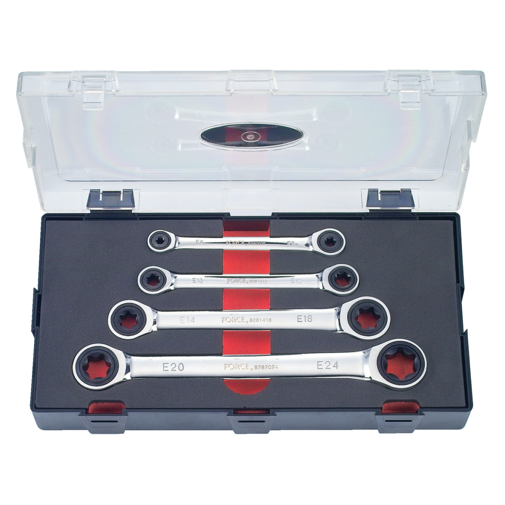 4pc Flat ratchet star wrench set