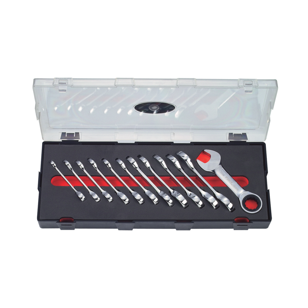 12pc Stubby flat ratchet wrench set