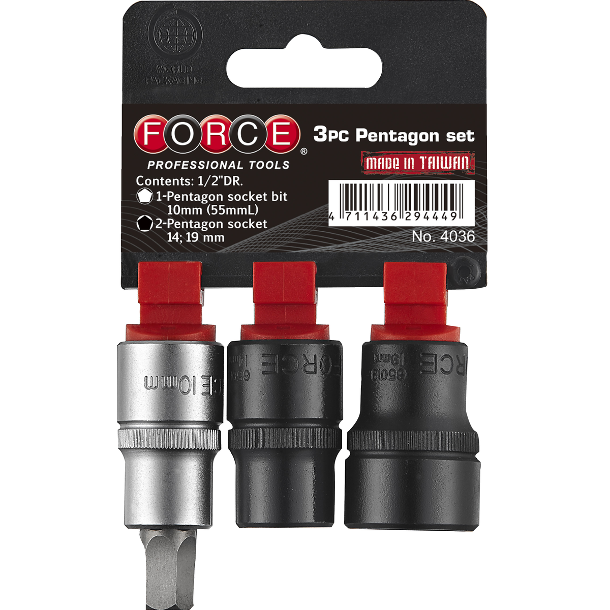 3pc 1/2"DR. Pentagon socket set