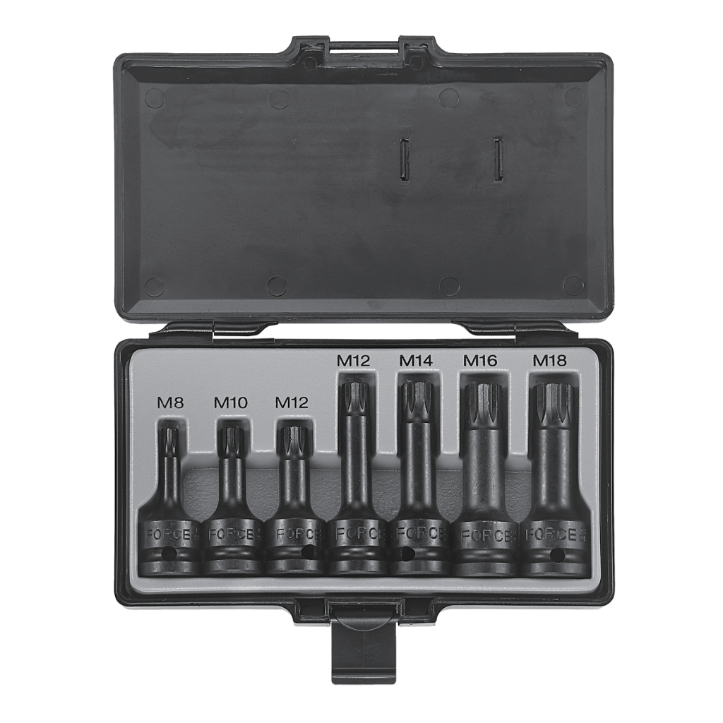 7pc 1/2"DR. Spline impact socket bit set (one-piece)