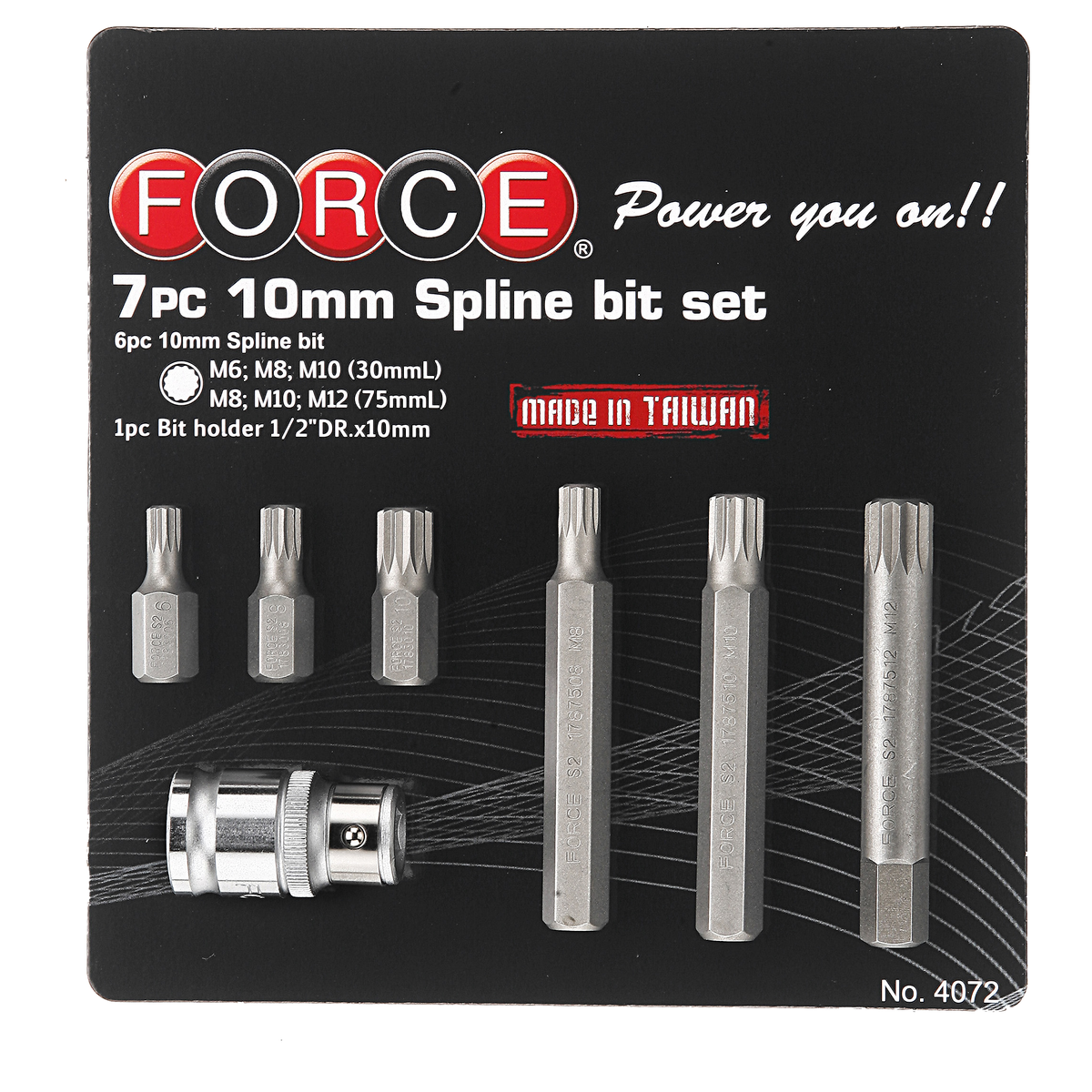 7pc 10mm Spline bit set