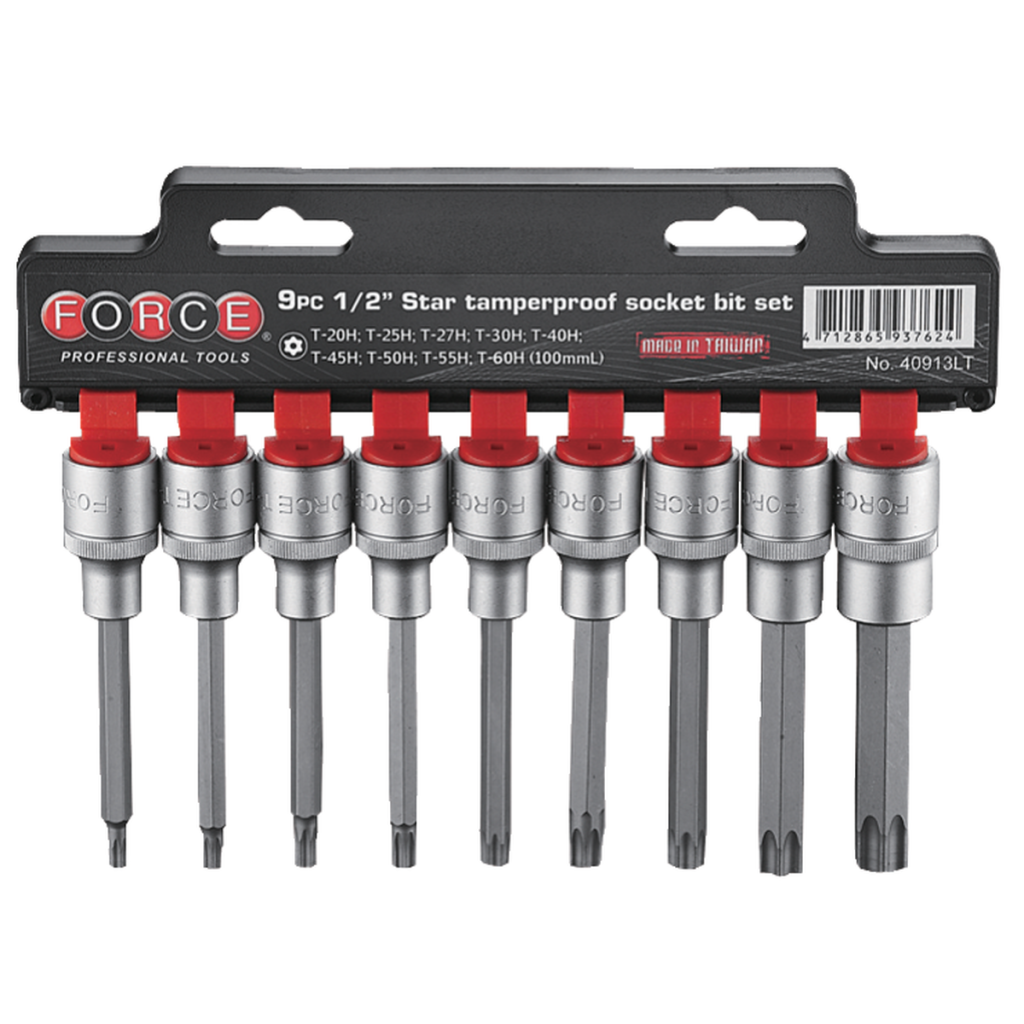 9pc 1/2"DR. Star tamperproof socket bit set