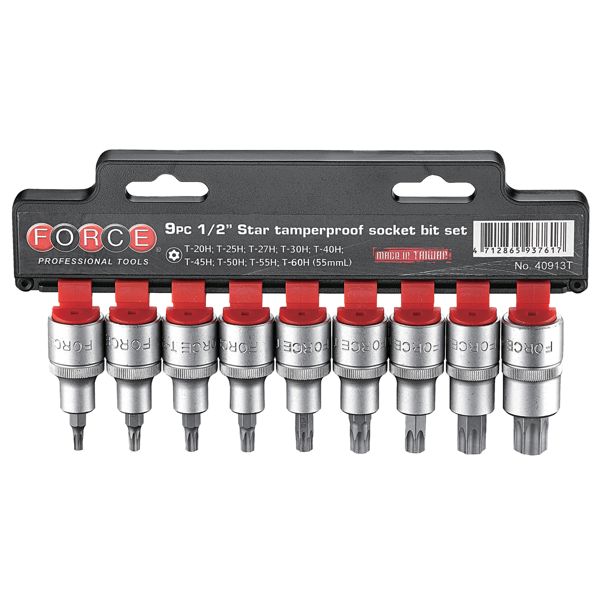 9pc 1/2"DR. Star tamperproof socket bit set