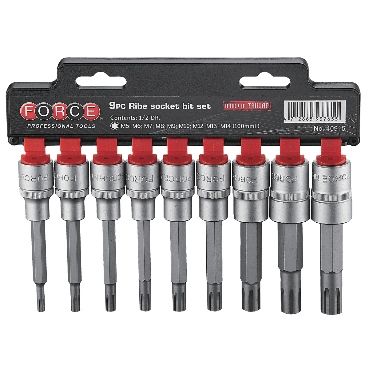9pc 1/2"DR. Ribe socket bit set